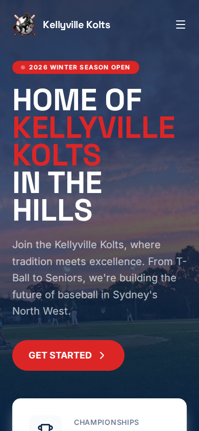 Kellyville Baseball Club on mobile